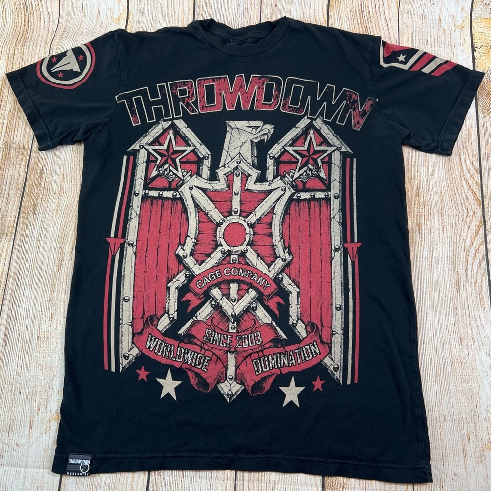 Throwdown Cage Company MMA Y2K Squadron Black T Shirt Size Small